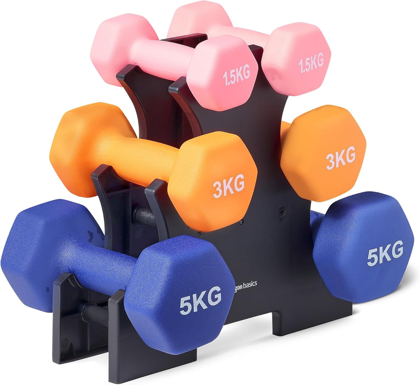 Amazon Basics Neoprene Dumbbell Weights (Set of 2, 1Kg - 5Kg)