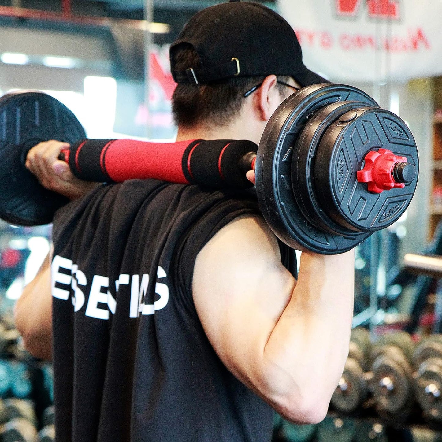 CCLIFE Hanteln Set 2er Kurzhanteln Langhanteln verstellbar Hantelset 20/25/30/40kg professionell Dumbbell mit Verbindungsstahlrohr Gewichten
