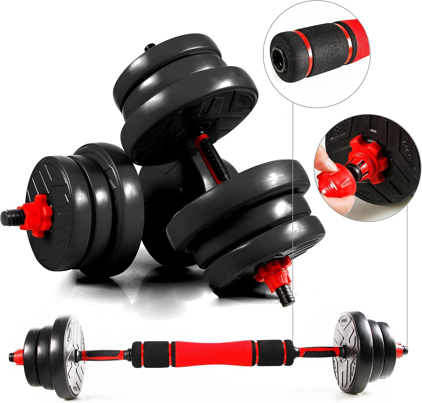 CCLIFE Hanteln Set 2er Kurzhanteln Langhanteln verstellbar Hantelset 20/25/30/40kg professionell Dumbbell mit Verbindungsstahlrohr Gewichten