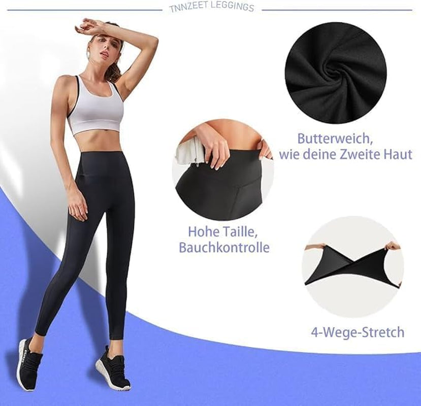 TNNZEET Women's High Waist Stretch Leggings - Soft Athletic Pants for Gym and Sports